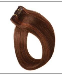 #4 30 Medium Brown Auburn Straight 100% Remy Hair Clip In Human Hair Extensions 2-min