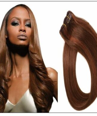 #4 30 Medium Brown Auburn Straight 100% Remy Hair Clip In Human Hair Extensions img-min