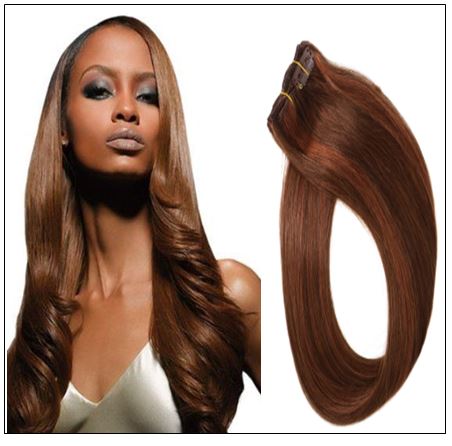 Light Auburn (#30) Curly Full Head Set Clip In Hair Extensions