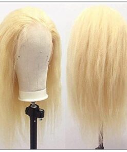 613 Kinky Straight Wig Blonde Human Hair Lace Front Wigs Pre Plucked With Baby Hair Remy Yaki Transparent Lace Frontal Wig 2-min