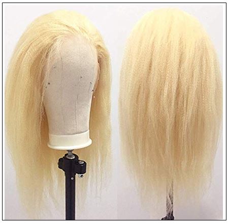 613 Kinky Straight Wig Blonde Human Hair Lace Front Wigs Pre Plucked With Baby Hair Remy Yaki Transparent Lace Frontal Wig 2-min