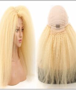 613 Kinky Straight Wig Blonde Human Hair Lace Front Wigs Pre Plucked With Baby Hair Remy Yaki Transparent Lace Frontal Wig 4-min