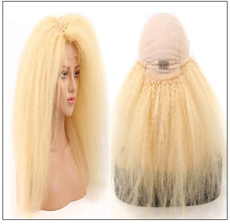 613 Kinky Straight Wig Blonde Human Hair Lace Front Wigs Pre Plucked With Baby Hair Remy Yaki Transparent Lace Frontal Wig 4-min