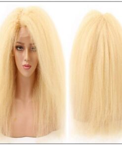 613 Kinky Straight Wig Blonde Human Hair Lace Front Wigs Pre Plucked With Baby Hair Remy Yaki Transparent Lace Frontal Wig img-min