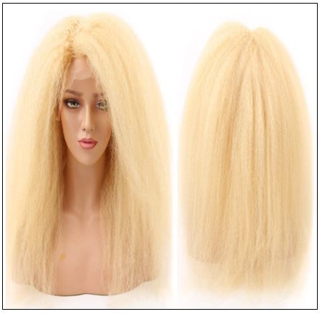 613 Kinky Straight Wig Blonde Human Hair Lace Front Wigs Pre Plucked With Baby Hair Remy Yaki Transparent Lace Frontal Wig img-min