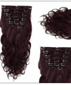#99J Dark Plum Red Body Wave 100% Remy Hair Clip In Human Hair Extensions 2-min