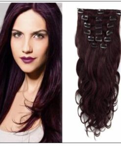 #99J Dark Plum Red Body Wave 100% Remy Hair Clip In Human Hair Extensions img-min