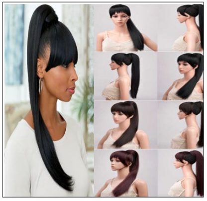 Black girl ponytail with bangs 3-min