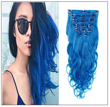 Blue Body Wave 100% Remy Hair Clip In Human Hair Extensions IMG-min
