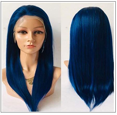 Blue Wig Lace Front Straight Free Part Human Hair Wig 4 min