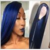 Blue Wig Lace Front Straight Free Part Human Hair Wig IMG-min
