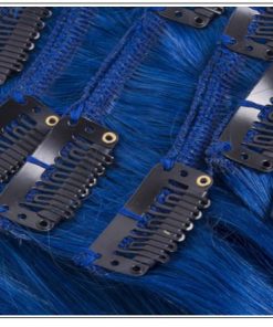 Blue(#Blue) Deluxe Straight Clip In Human Hair Extensions 2-min
