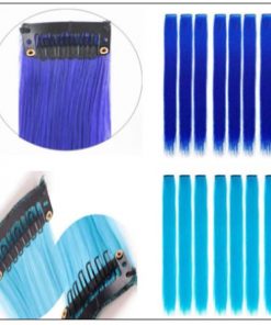Clip in Remy Human Hair Extensions Blonde and Teal Blue 2-min