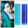 Clip in Remy Human Hair Extensions Blonde and Teal Blue img-min
