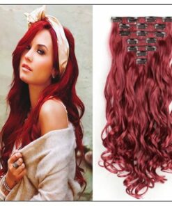 Curly Maroon Mix Dark Red Clip In Hair Extension IMG-min