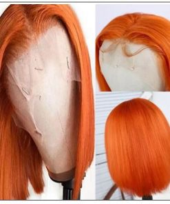 Ginger Orange Human Hair Wig T Part Lace Wig 150 Density Ombre Color Short Bob Straight Brazilian Remy Human Hair Lace Front Wig 4-min