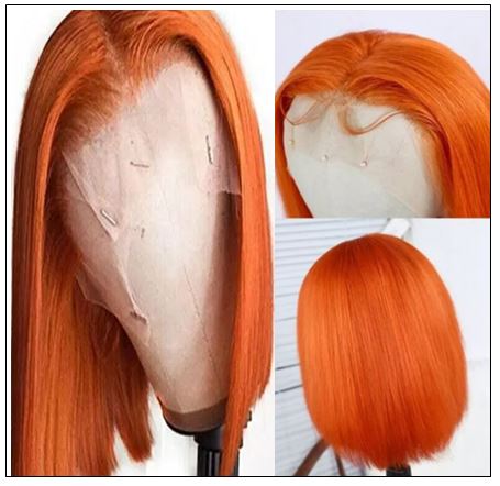 Ginger Orange Human Hair Wig T Part Lace Wig 150 Density Ombre Color Short Bob Straight Brazilian Remy Human Hair Lace Front Wig 4-min