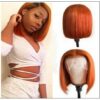 Ginger Orange Human Hair Wig T Part Lace Wig 150 Density Ombre Color Short Bob Straight Brazilian Remy Human Hair Lace Front Wig img-min