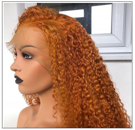 Kinky Curly Orange Brown Human Hair Full Lace Wigs For Women Brazilian Remy Bleached Konts Glueless Wigs with Baby Hair 3-min