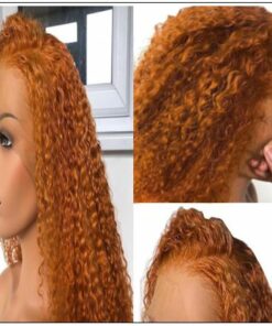 Kinky Curly Orange Brown Human Hair Full Lace Wigs For Women Brazilian Remy Bleached Konts Glueless Wigs with Baby Hair 4-min