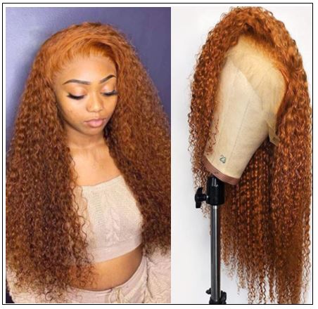 Kinky Curly Orange Brown Human Hair Full Lace Wigs For Women Brazilian Remy Bleached Konts Glueless Wigs with Baby Hair img-min