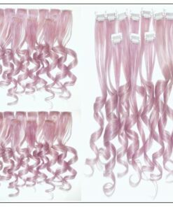 Metallic Silver Pink Clip Hair Extensions 3-min