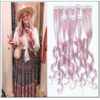 Metallic Silver Pink Clip Hair Extensions img-min