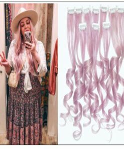 Metallic Silver Pink Clip Hair Extensions img-min