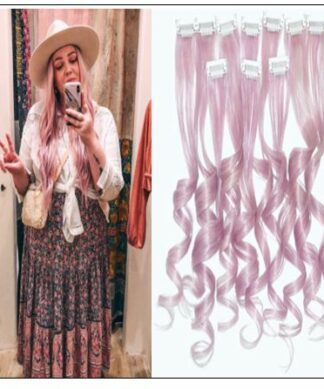 Metallic Silver Pink Clip Hair Extensions img-min