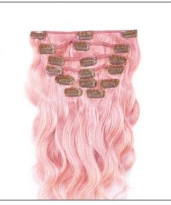 Pink Body Wave 100% Remy Hair Clip In Human Hair Extensions 2-min