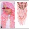 Pink Body Wave 100% Remy Hair Clip In Human Hair Extensions IMG-min