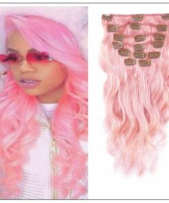 Pink Body Wave 100% Remy Hair Clip In Human Hair Extensions IMG-min