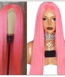 Pink Straight Wigs Lace Front Human Hair 130% Density 3-min