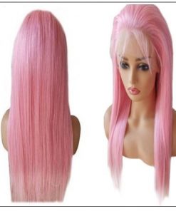 Pink Straight Wigs Lace Front Human Hair 130% Density 4-min