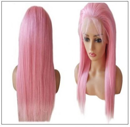 Pink Straight Wigs Lace Front Human Hair 130% Density 4-min