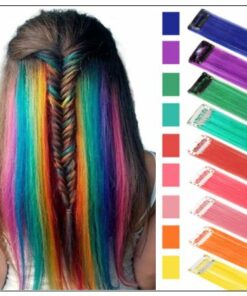 Rainbow Hair Extensions Colored Party Highlights Straight Hair Extension Clip In 2-min