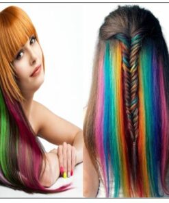 Rainbow Hair Extensions Colored Party Highlights Straight Hair Extension Clip In 3-min