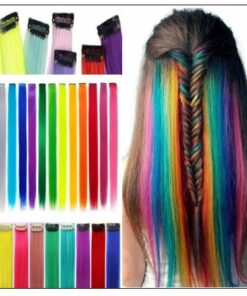 Rainbow Hair Extensions Colored Party Highlights Straight Hair Extension Clip In 4-min