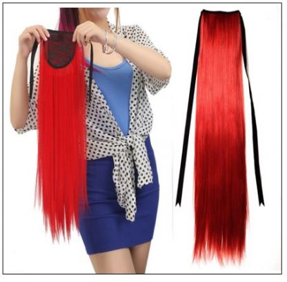 Red Ponytail hair extension 3-min