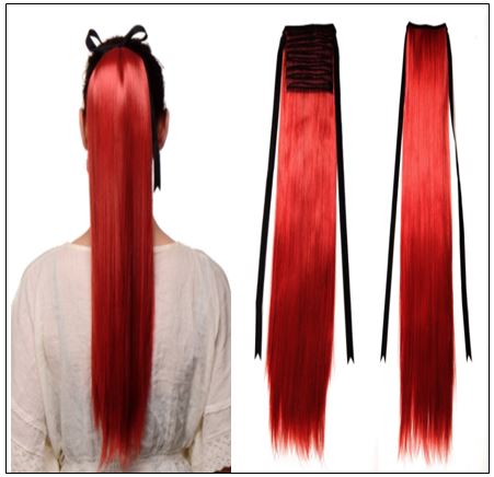 Red Ponytail hair extension 4 min