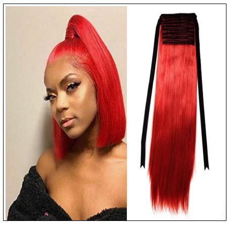 Red Ponytail hair extension img-min