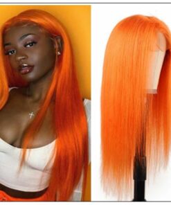 Straight Full Lace Orange Human Hair Wigs With Baby Hair 613 Honey Blonde Hair Full Lace Wig Pre Plucked Hair Transparent img