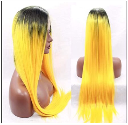 T1B AND Yellow Ombre Straight Lace Front Human Hair Wig min
