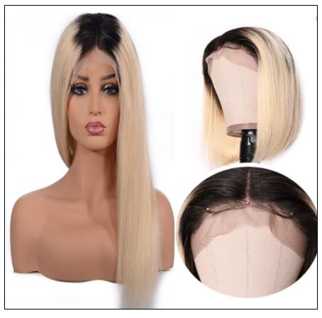 Two Tone Wigs Straight Blonde Lace Front Wig With Dark Roots T1B 613 2-min