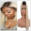 Two Tone Wigs Straight Blonde Lace Front Wig With Dark Roots T1B 613 img-min