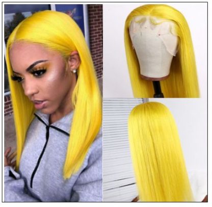 Yellow Best Pre Plucked Full Lace Wigs Straight Human Hair 2-min