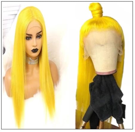 Yellow Best Pre Plucked Full Lace Wigs Straight Human Hair 4-min