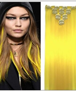 Yellow Clip In Hair Extensions img-min