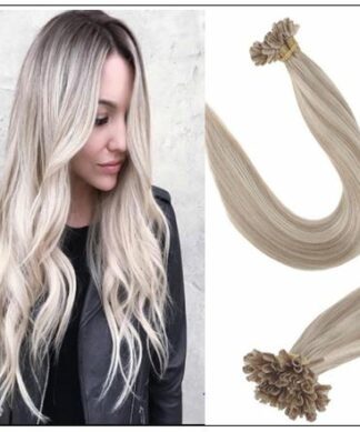 Ash Blonde Highlights Platinum Blonde U Tip Hair Extensions img-min