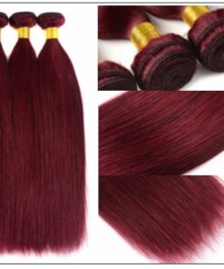 Dye Weave Burgundy 100 Natural Remy Human Hair 2 3